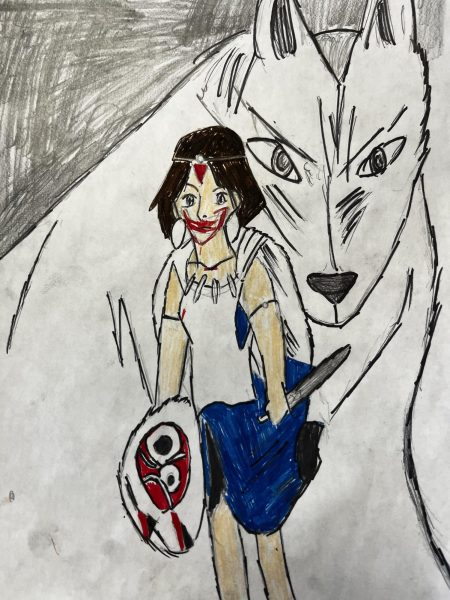 Princess Mononoke and her guardian, Moro.