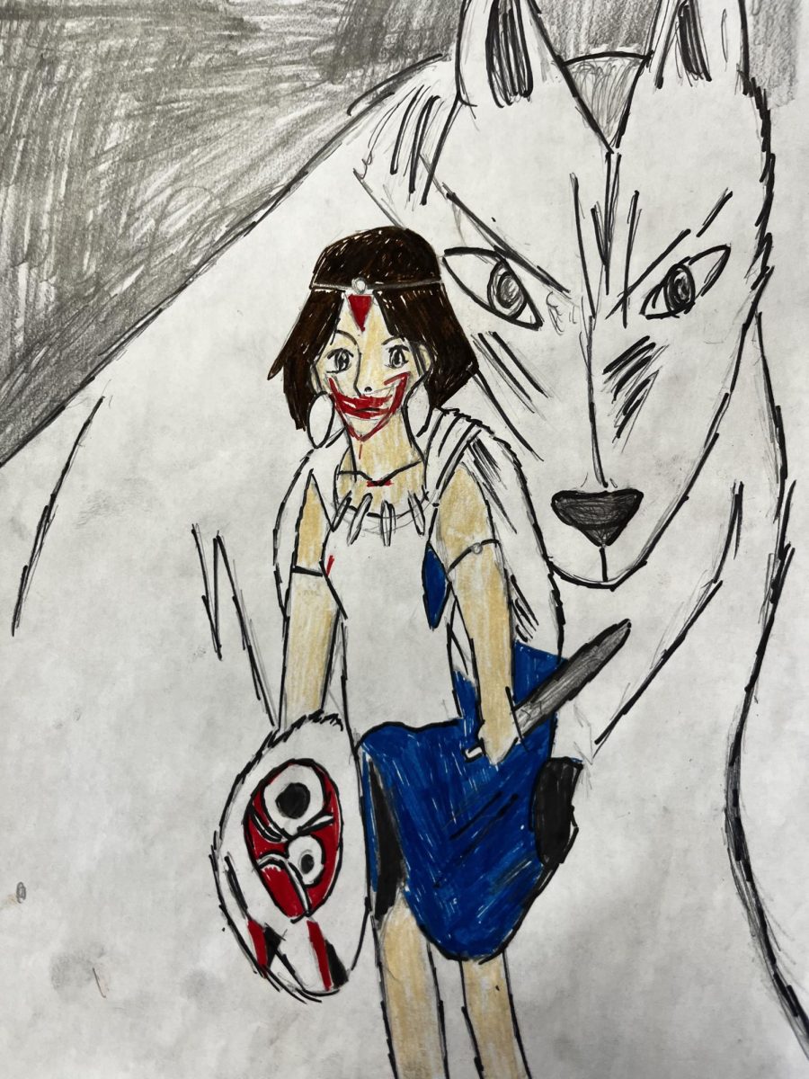 Princess Mononoke and her guardian, Moro.