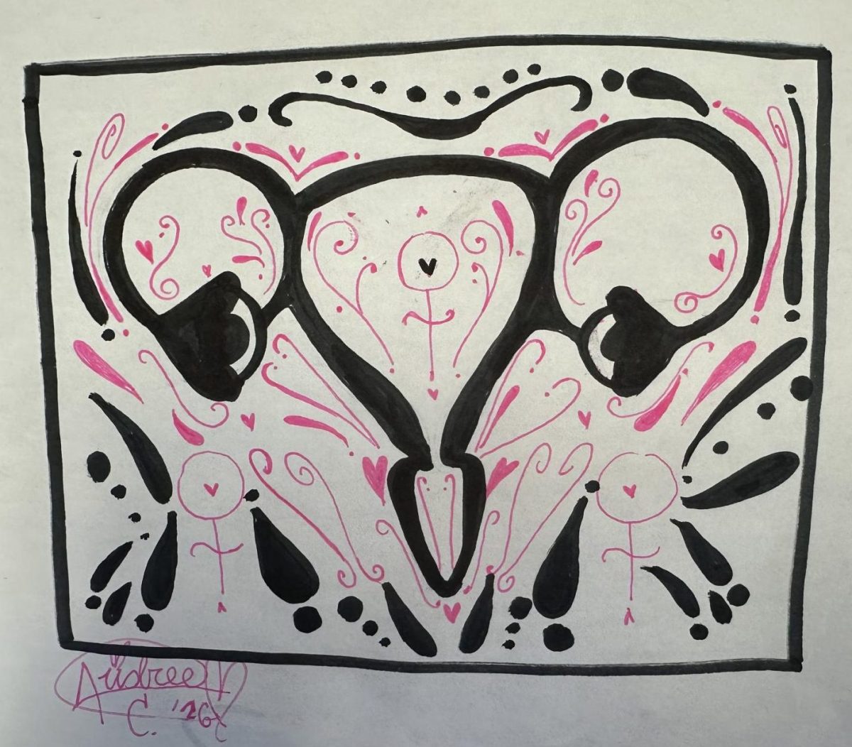 Image of a uterus drawn by Audree Cornejo. 